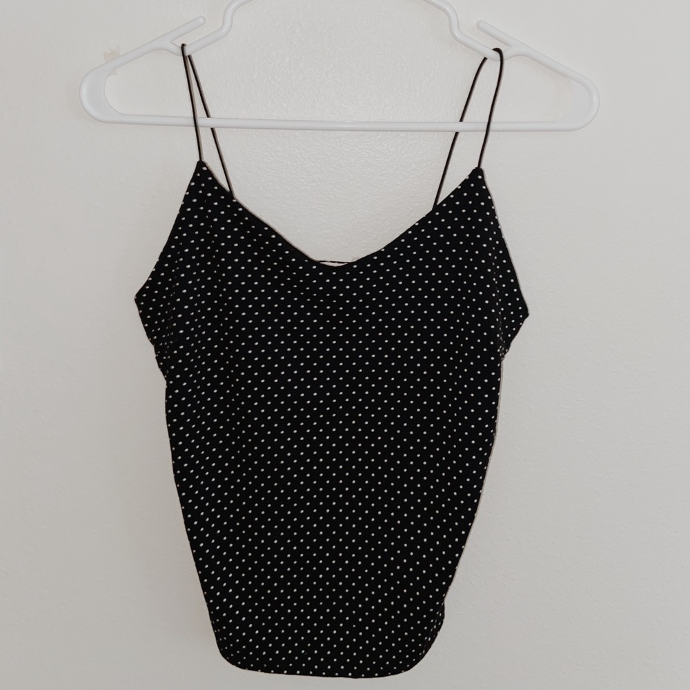 navy polka dot tank top